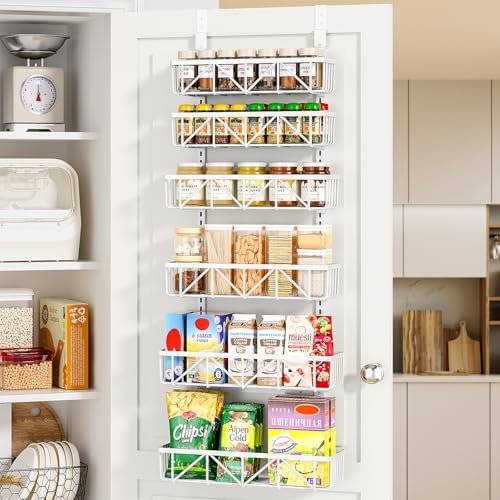 Delamu Adjustable Over the Door Pantry Organizer, 6-Tier Metal Pantry by DELAMU