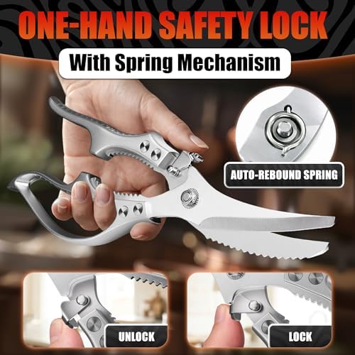 Stainless Steel Poultry Shears, Hardened Blades, Safety Lock - Image 6