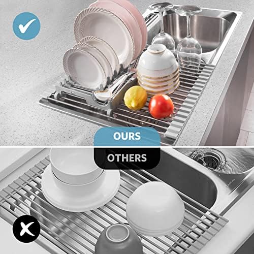 Roll Up Dish Drying Rack, 17.1”x13.1”, Build-in Plate Rack - Image 3