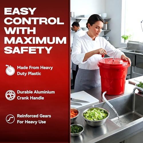 Chef Master Large Commercial Salad Spinner Dryer, Hand Powered, 5 Gallon - Image 6