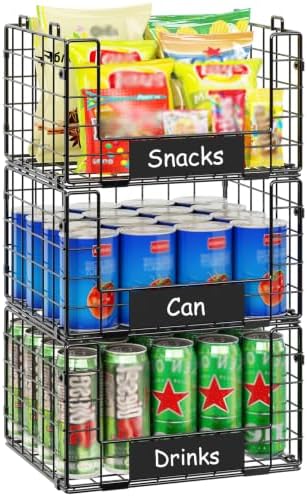 3 Pack XL Stackable Wire Baskets by JKsmart