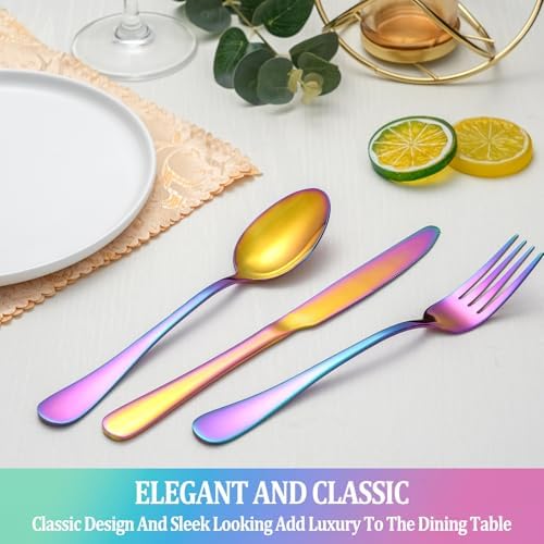 20 Pcs Rainbow Silverware Set Service - Image 6