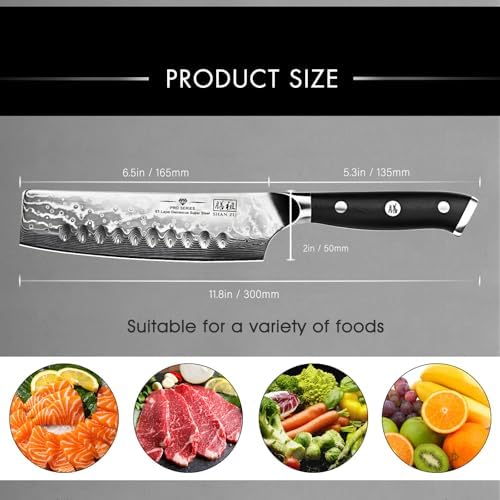 SHAN ZU Damascus Nakiri Knife, 7 In Professional Extra Sharp Kitchen Knife - Image 2