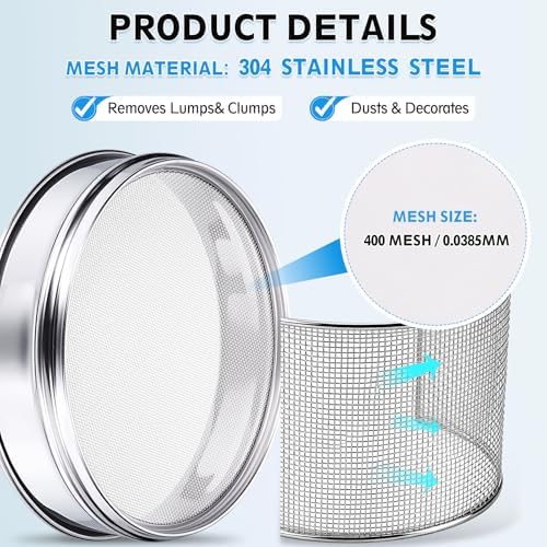 PATIKIL 400 Mesh Lab Sieve, 3.9" Diameter Sifting Screen 304 Stainless Steel - Image 3