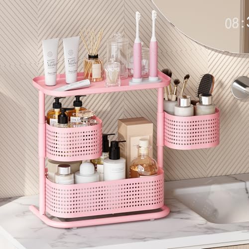 KINGRACK Metal Bathroom Counter Organizer，Rotating Countertop Storage Shelf - Image 2