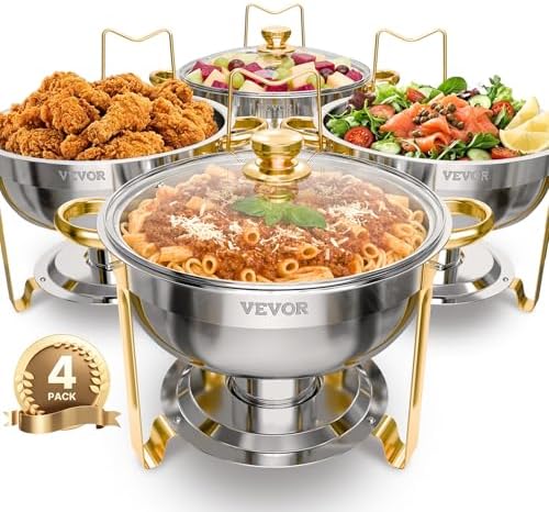 VEVOR Chafing Dish Buffet Set, 5 Qt 4 Pack, Stainless Steel Chafer by VEVOR