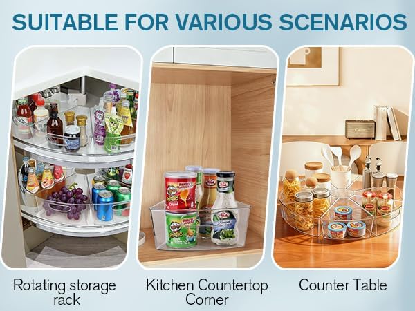Lazy Susan Organizer for 26''-27'' Diameter Clear Corner Cabinet Storage Bins - Image 3