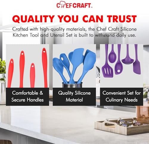 Chef Craft Premium Silicone Kitchen Tool and Utensil Set, 5 Piece - Image 6