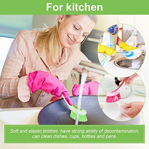 5 Pieces Long Dish Brush with Handle Assorted Color Dishwashing Brush with - Image 5