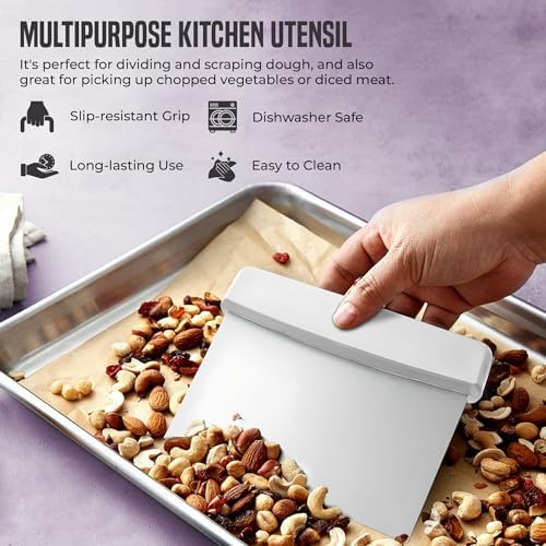 OCS Parts 6-Inch Stainless Steel Dough Cutter Bench Scraper | White Handle - Image 5