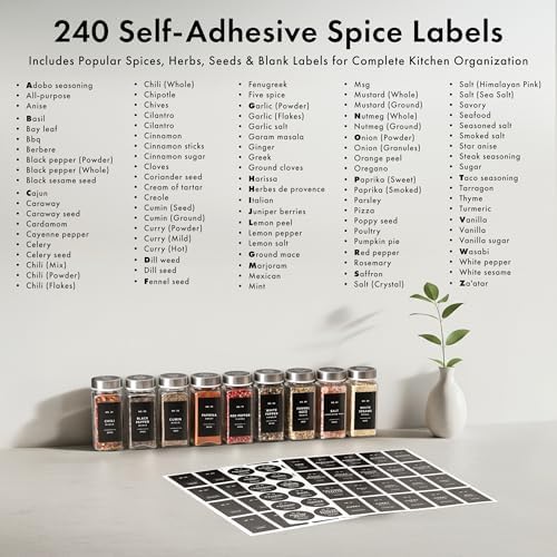 EDELHAUS Glass Spice Jars with Label, 24x Stainless Steel Lids - Image 6