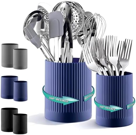 Kyraton Cooking Utensils Holder 2pcs, 360° Rotating Heavy Duty Plastic Kitchen by Kyraton