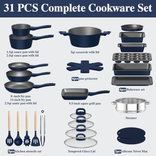 Pots and Pans Set Nonstick, Umite Chef Kitchen Non Stick Induction Cookware & - Image 2