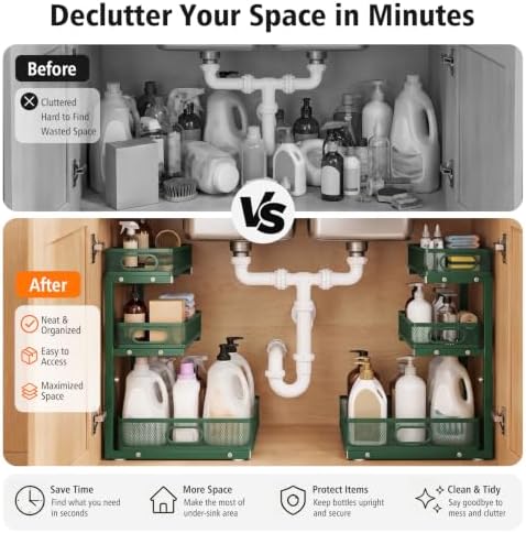 Under Sink Organizer, 3-Tier Sliding Drawers - Image 2