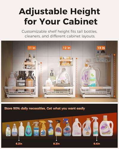 Sevenblue 2-Pack 2-Tier Height Adjustable Under Sink Organizer & Storage - Image 4