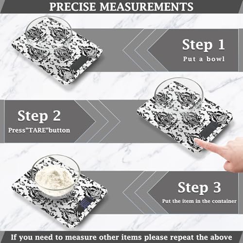 Black Damascus Pattern Food Kitchen Scale Digital Weight Grams and Ounces Smart - Image 4