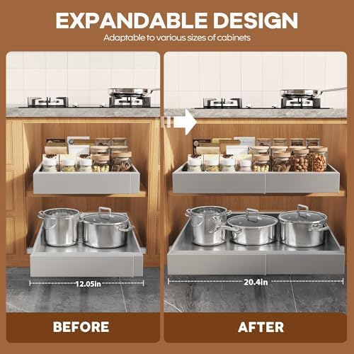 Seinloes 2 Pack Expandable Pull Out Cabinet Organizer 21"Deep - Image 3