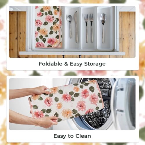 FRESHMINT Dish Drying Mats 2 Pack, Cottage Floral - Image 6