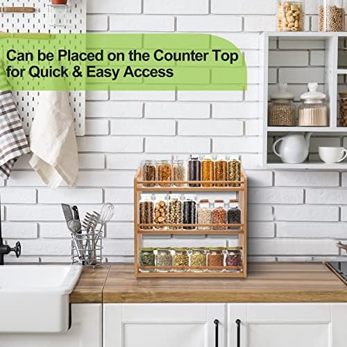 3 Tier Bamboo Spice Rack Wall Mount or Countertop, Spice Organizer - Image 3