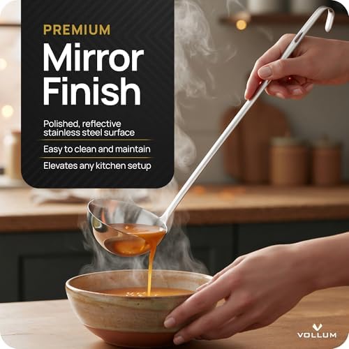 Vollum Stainless Steel Soup Ladle – Heavy Duty One-Piece 16 oz - Image 5