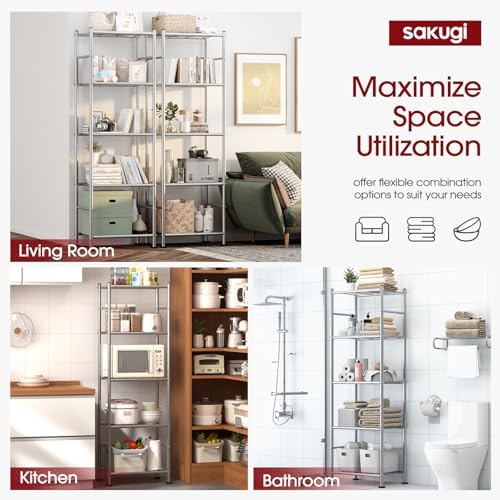 Sakugi 2-Pack 5-Tier Metal Storage Shelves, 18.4"x12.6"x57.4" - Image 4