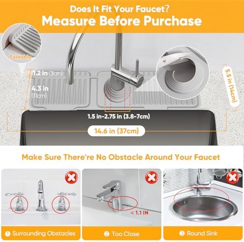 14.6 inch Faucet Mat for Kitchen Sink Splash Guard Kitchen Sink Area Water - Image 3