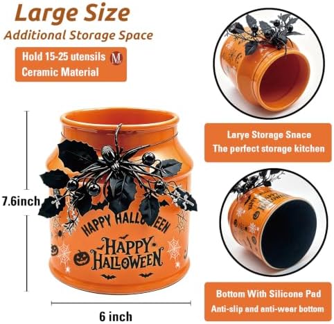 Halloween Kitchen Decor, Halloween Ceramics Utensil Holder - Image 2