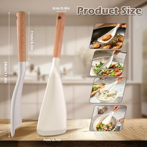 Cooking Spoon for Nonstick Cookwares, Wood Handle Spoon for Stirring - Image 2