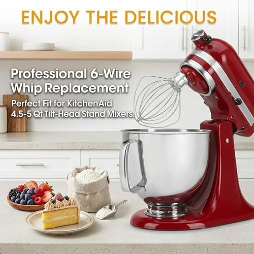K45WW Wire Whip for KitchenAid Tilt-Head Mixer, 6-Wire Whisk Attachment - Image 2