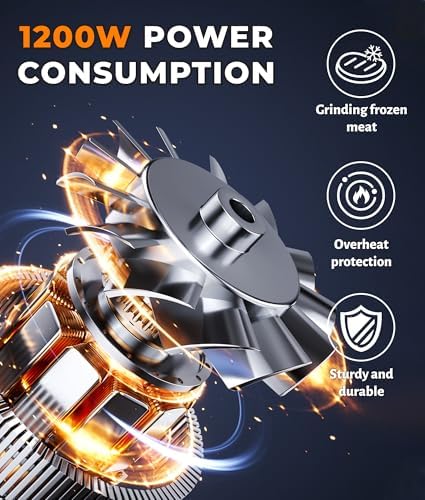 8L Meat Grinder for Home use, 1200W Large Food Processor，26-Cup Meat Grinder - Image 5