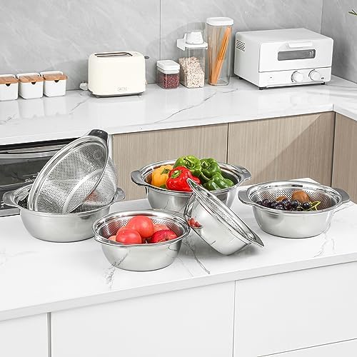Paoli 304 Stainless Steel Fine Mesh Colander Set, 3.5QT Large Capacity Strainer - Image 5