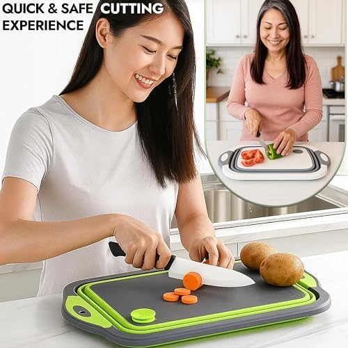 SSKT Pack of 2 Collapsible Cutting Board – Multifunctional Kitchen Sink Tub - Image 6