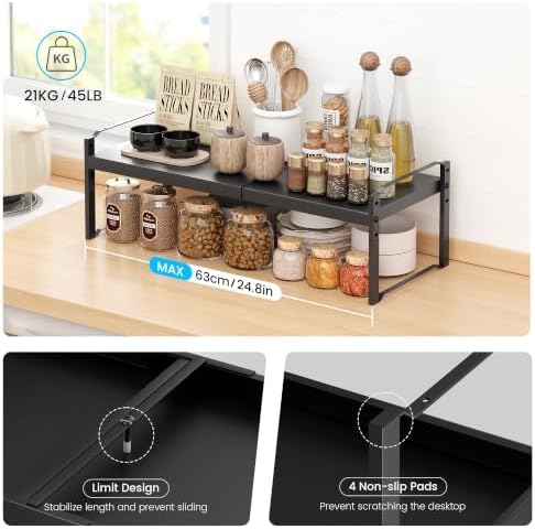 Cawukege 2 Pack Expandable Cabinet Organizer Shelf, Metal Countertop Storage - Image 6