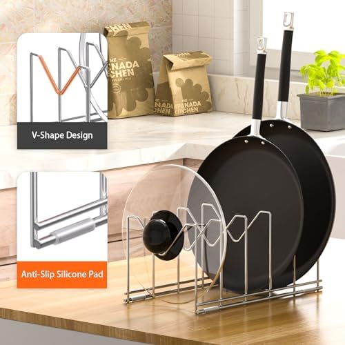 HzTinT 3 Pack Pot Lid Organizer, Holds 15 Lids, Plate & Cutting Board Rack - Image 2