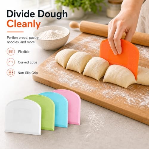 Flexible Dough Scraper & Cutter Set, 5-Piece Bench & Bowl Scrapers - Image 5
