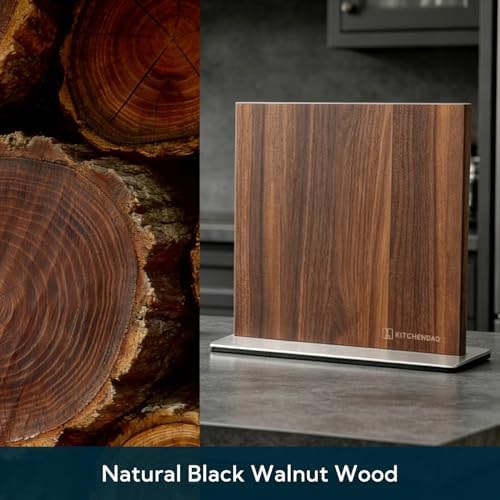 KITCHENDAO Black Walnut Magnetic Knife Block, Double-sided Magnetic Knife - Image 3