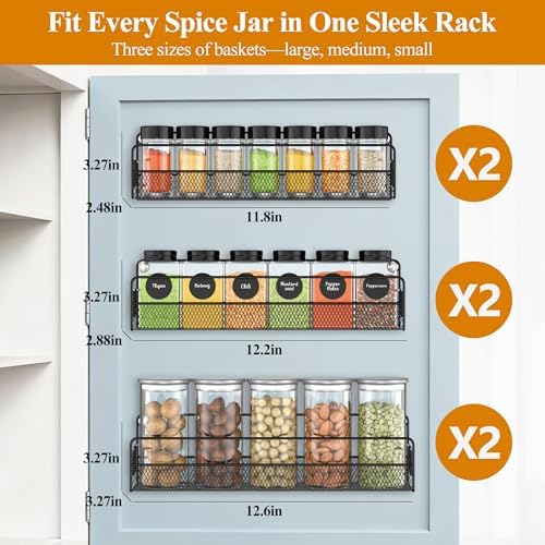 Wall Mounted Spice Rack Organizer, Pantry Door Organizer & Hanging Storage - Image 2