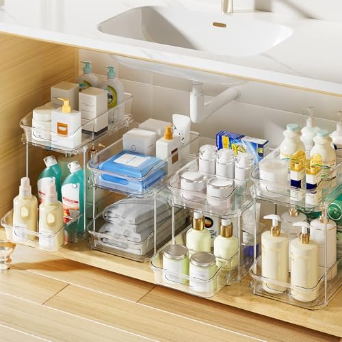 Delamu 2-Tier Under Sink Organizers and Storage, Pull Out Kitchen Pantry by DELAMU