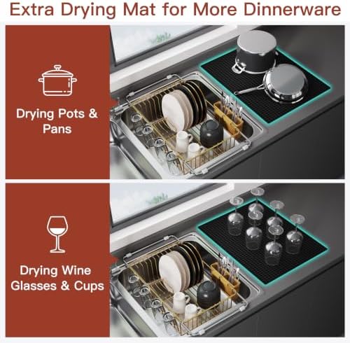 JASIWAY Gold Dish Drying Rack in Sink - Image 3