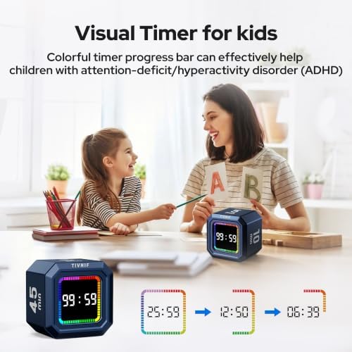 Kitchen Timer Visual Timer for Kids Color Display Gravity Sensor Cube - Image 2