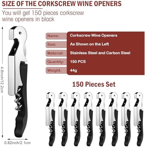 Honoson 150 Pcs Wine Key for Severs, Corkscrew Wine Opener - Image 2