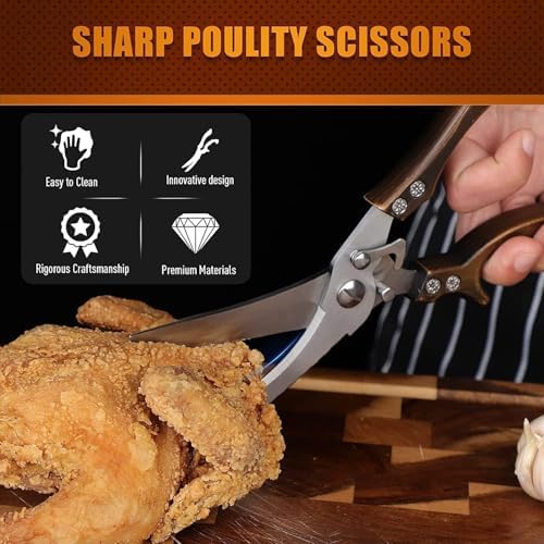 Dream Reach Heavy Duty Poultry Shears, Serrated Spring Loaded Kitchen Shear - Image 3