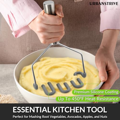 Urbanstrive Non-Scratch Silicone Potato Masher Kitchen Tool, Potatoes Masher - Image 5