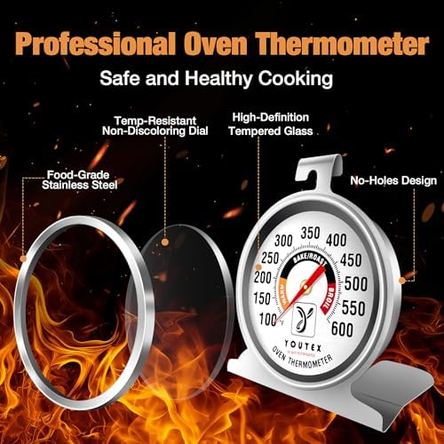 2-Pack Oven Thermometer, Upgraded 100-600°F No-Holes Non-Discoloring - Image 2