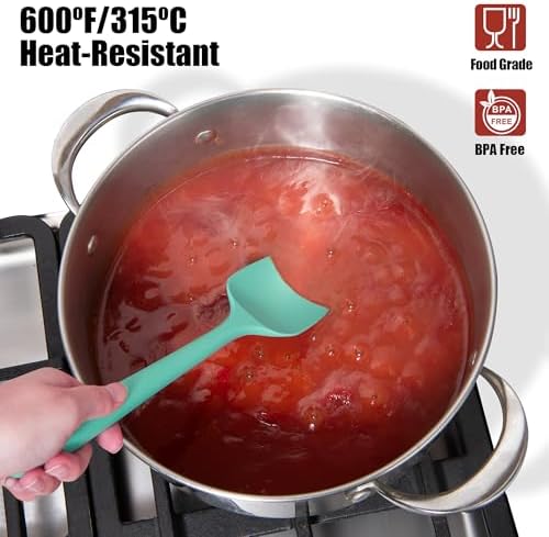 Doosu 600°F Heat Resistant Silicone Large Spoon, Aqua Sky - Image 3