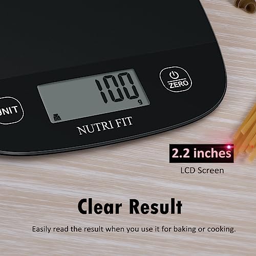 NUTRI FIT Food Scale Kitchen Scales Digital Weight Grams & Ounces Black - Image 5