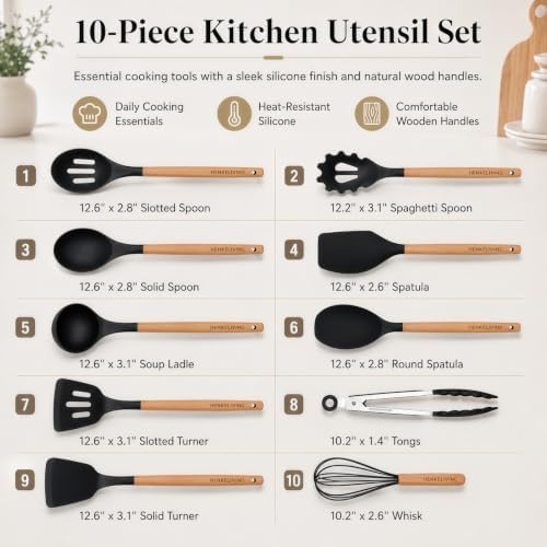 Silicone 10 Pcs Kitchen Cooking Utensils Set, Recycled Materials Certification - Image 2