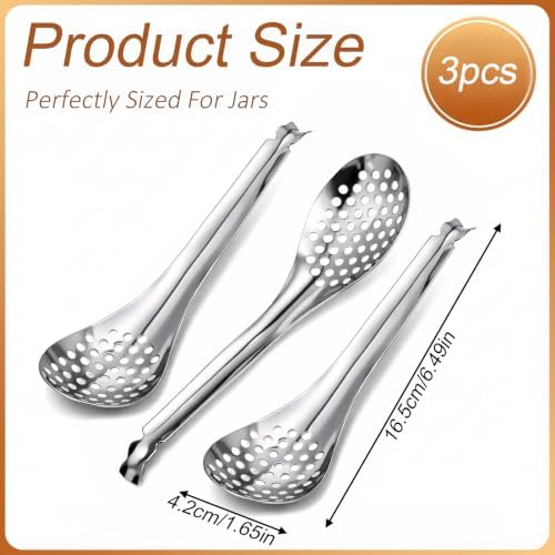 3 Pcs Spherification Spoon, 304 Stainless Steel Small Slotted Spoon - Image 2