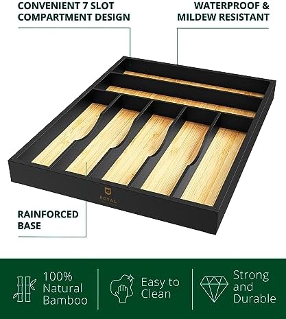 ROYAL CRAFT WOOD Luxury Bamboo Kitchen Drawer Organizer - Image 2