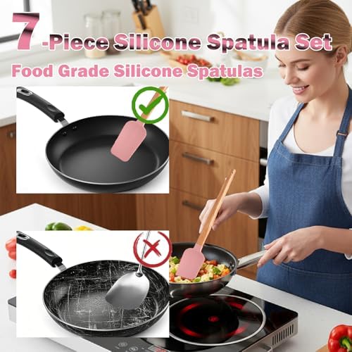 7 Piece Silicone Spatula Set, Food Grade Rubber Spatula Set - Image 5